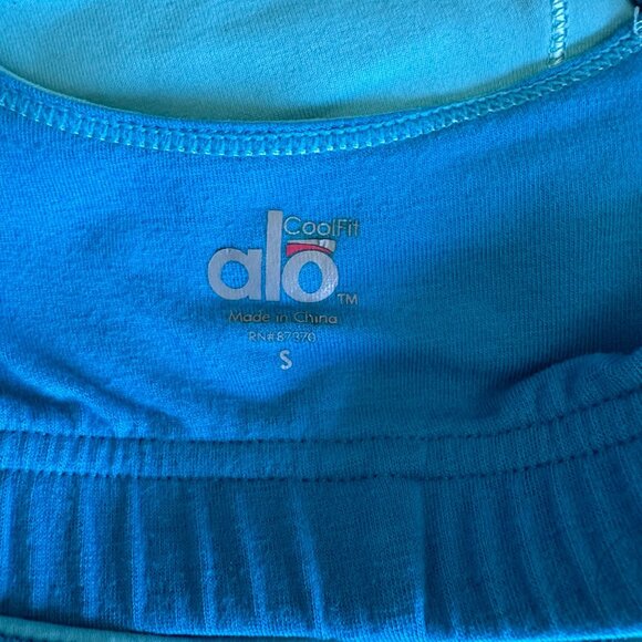 Alo Cool Fit Scoop Neck Tank Top Racerback Lightweight ColorBlock Blue S - Picture 7 of 9